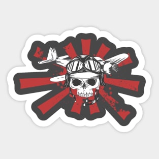 Japanese Warrior Flying Skull Sticker